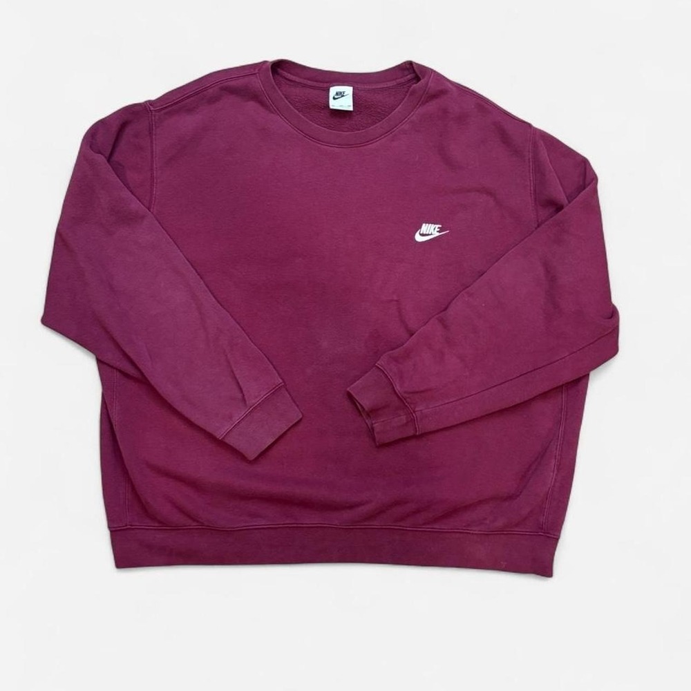 Nike Men's Burgundy Embroidered Swoosh Crewneck Sweatshirt 3XL